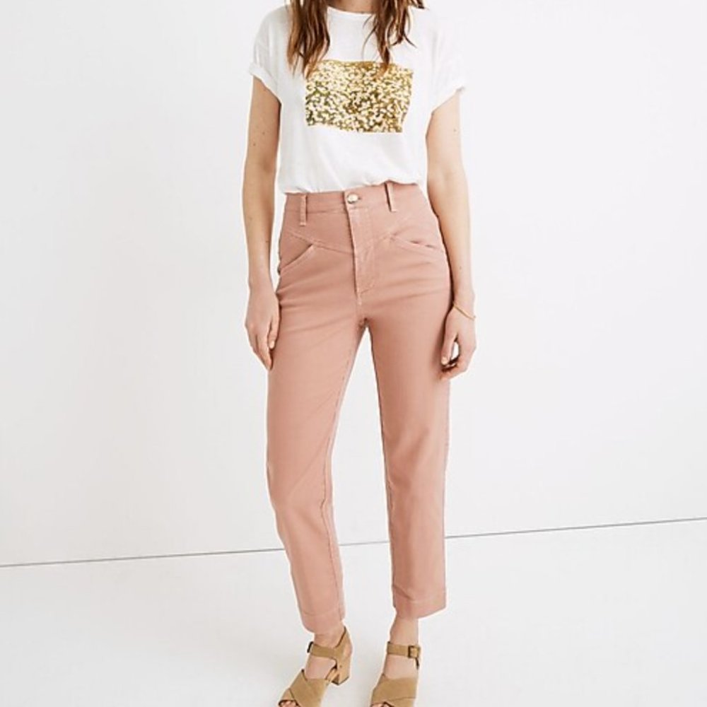 Madewell Tapered/Straight Yoke Pants Dusty Rose/Pink Size 26 EUC